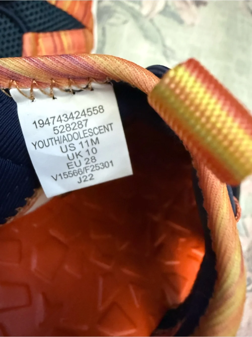 Lands' End Kids Navy Sandals with Bright Orange Straps